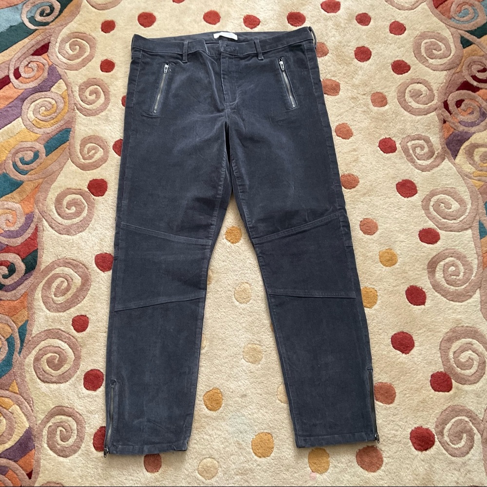 Banana Republic Women’s Skinny Corduroy Pants Ankle Zipper Charcoal Grey Sz 32